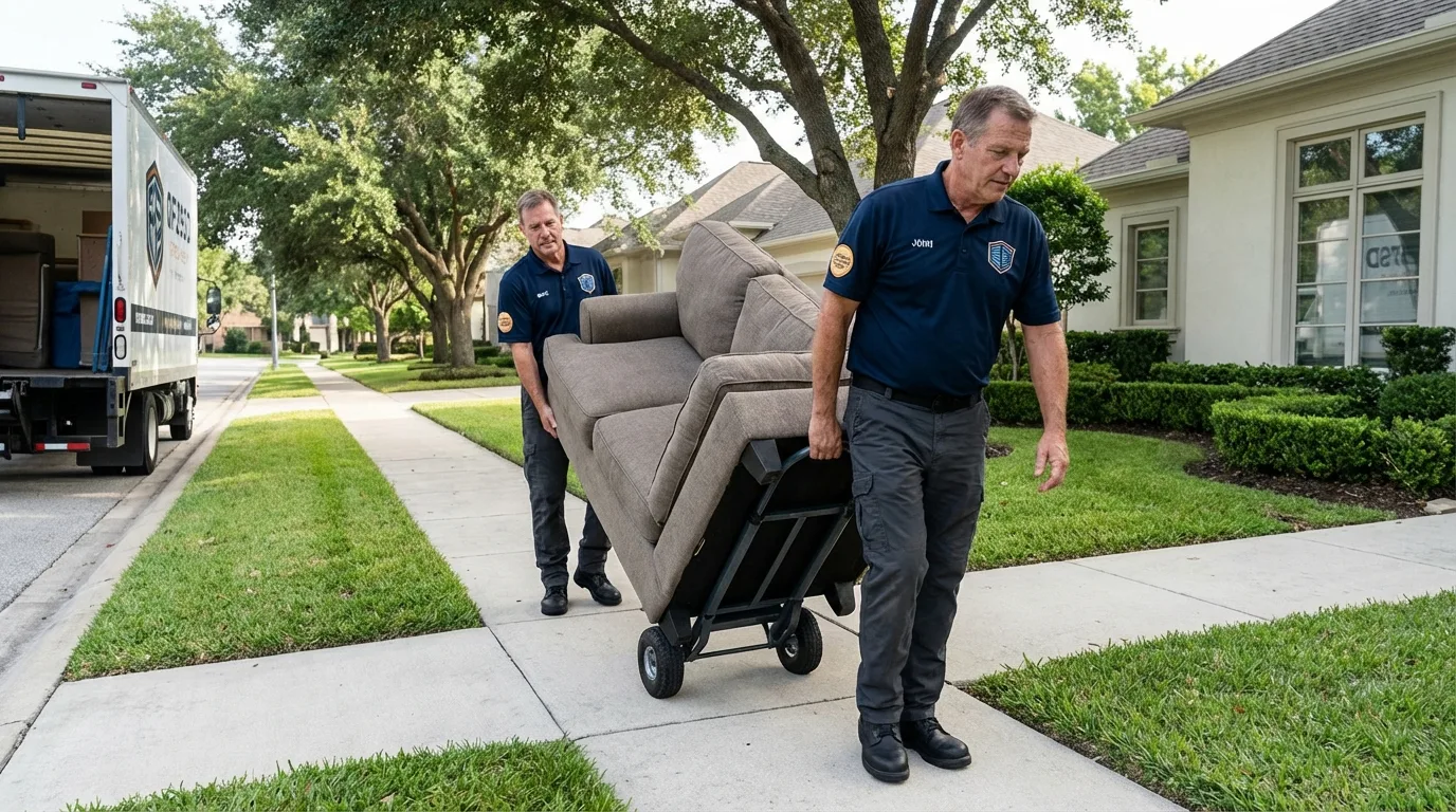 Local residential moving crew loading furniture in Trexlertown, PA