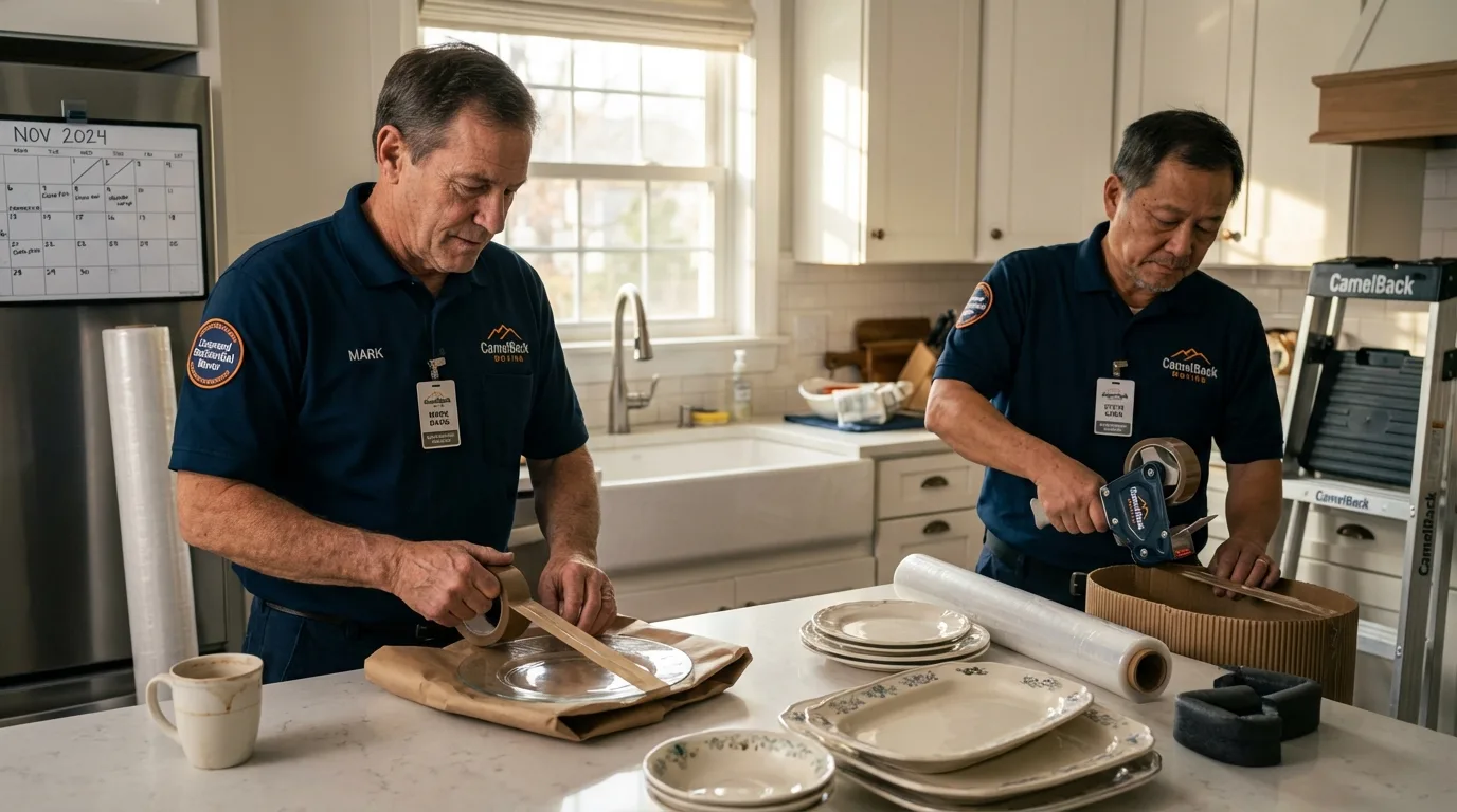 Professional crew packing kitchen dishware in Trexlertown, PA